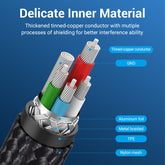 USB 2.0 A Male to 3-in-1 Micro-B&USB-C&Lightning Male Cable |MFi Certified | 1.5M | Gray Aluminum Alloy Type